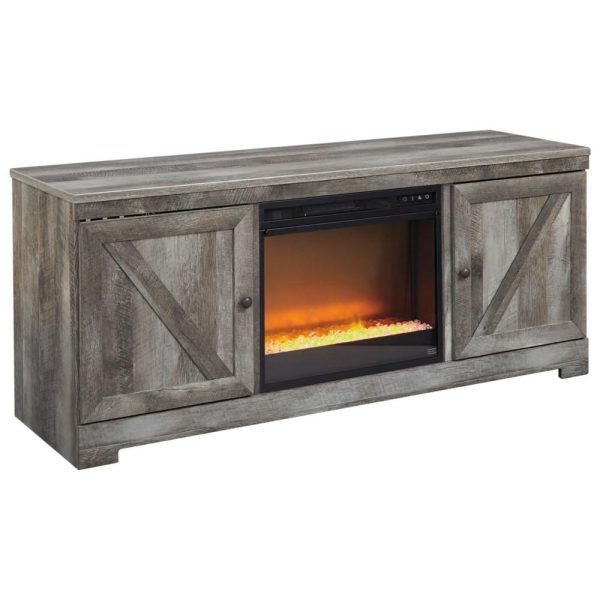 Large Tv Stand In Rustic Gray Finish With Fireplace  |  Tv Stands Living Room Tv Stands