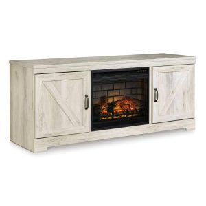 Large Tv Stand In Rustic White Finish With Fireplace  |  Tv Stands Living Room Tv Stands