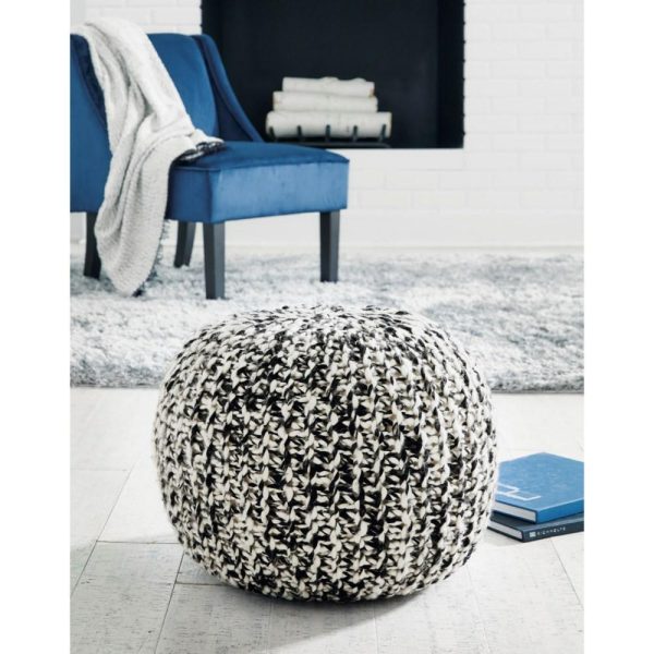 Latricia Black/White Pouf  |  Ottomans Living Room Ottomans