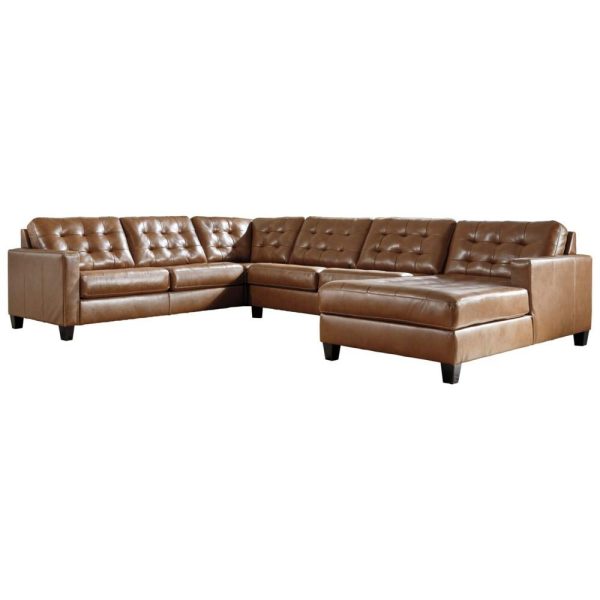 Leather Match 4-Piece Sectional With Chaise And Tufting  |  Sectional Sofas Living Room Sectional Sofas