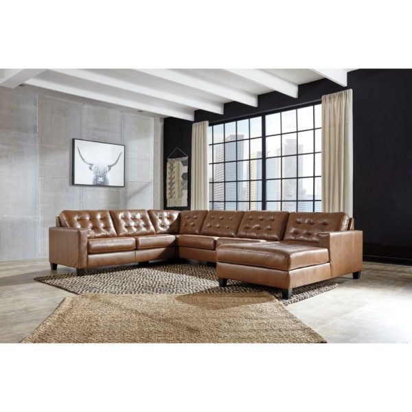 Leather Match 4-Piece Sectional With Chaise And Tufting  |  Sectional Sofas Living Room Sectional Sofas