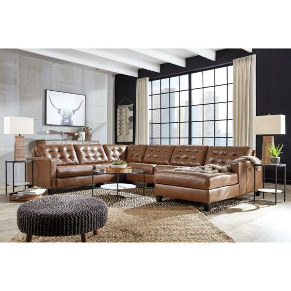 Leather Match 4-Piece Sectional With Chaise And Tufting  |  Sectional Sofas Living Room Sectional Sofas