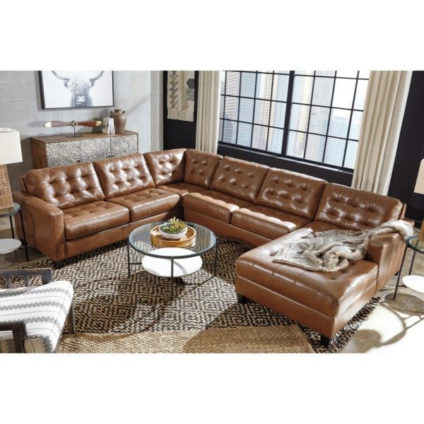 Leather Match 4-Piece Sectional With Chaise And Tufting  |  Sectional Sofas Living Room Sectional Sofas