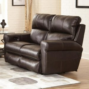 Leather Match Power Lay Flat Reclining Loveseat  |  Reclining Loveseats Living Room Reclining Loveseats