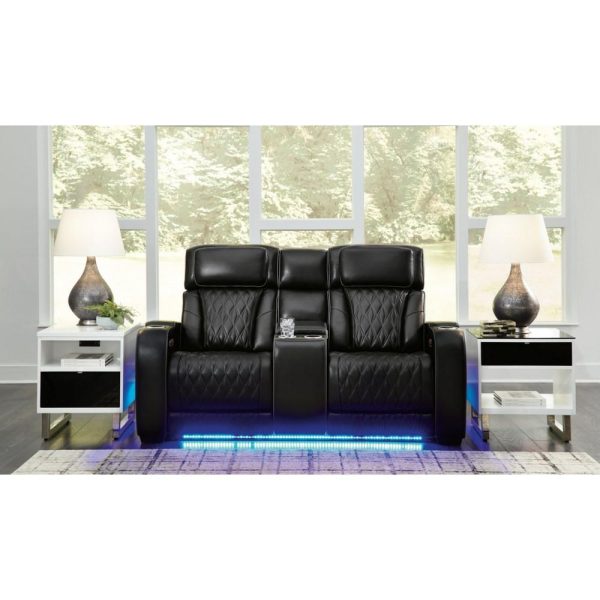 Leather Match Power Recl Loveseat W/ Console & Adj Hdrsts  |  Reclining Loveseats Living Room Reclining Loveseats