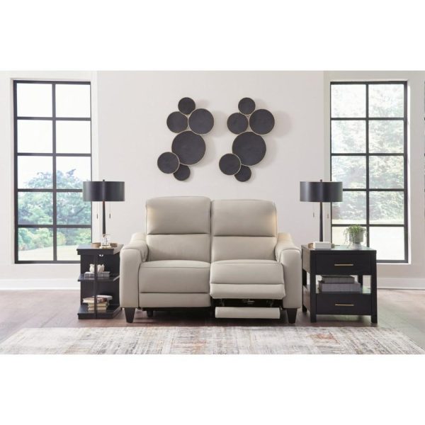 Leather Match Power Reclining Loveseat With Adjustable Headrests  |  Reclining Loveseats Living Room Reclining Loveseats