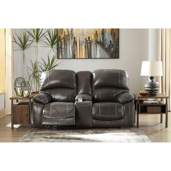 Leather Match Power Reclining Loveseat With Console & Adjustable Headrests  |  Reclining Loveseats Living Room Reclining Loveseats