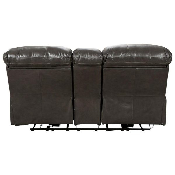 Leather Match Power Reclining Loveseat With Console & Adjustable Headrests  |  Reclining Loveseats Living Room Reclining Loveseats