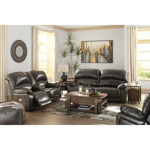 Leather Match Power Reclining Loveseat With Console & Adjustable Headrests  |  Reclining Loveseats Living Room Reclining Loveseats