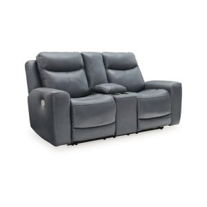 Leather Match Power Reclining Loveseat With Console  |  Reclining Loveseats Living Room Reclining Loveseats