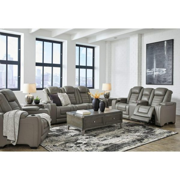 Leather Match Power Reclining Loveseat With Massage And Heat  |  Reclining Loveseats Living Room Reclining Loveseats