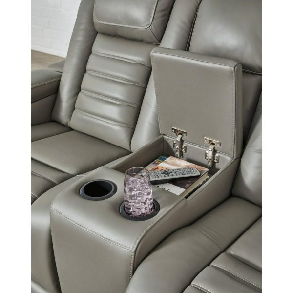 Leather Match Power Reclining Loveseat With Massage And Heat  |  Reclining Loveseats Living Room Reclining Loveseats