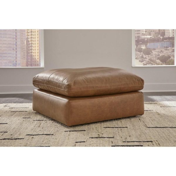 Leather Match Square Oversized Accent Ottoman  |  Ottomans Living Room Ottomans