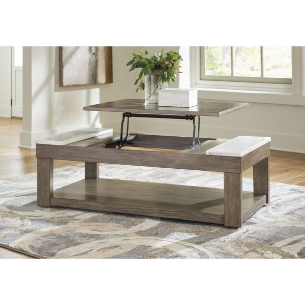 Lift-Top Coffee Table With White Marble Accents  |  Coffee Tables Coffee Tables Coffee Tables