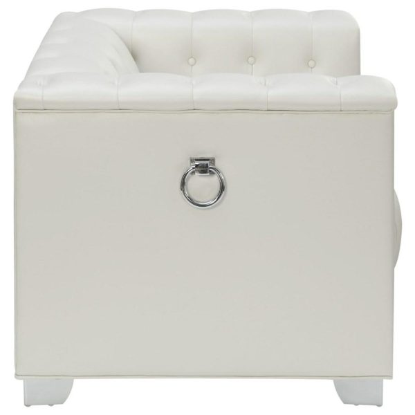 Low Profile Pearl White Tufted Chair  |  Living Room Chairs Living Room Living Room Chairs