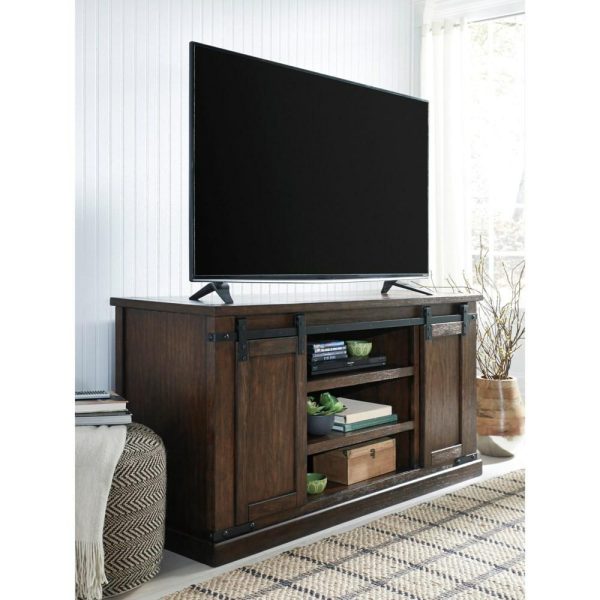 Mango Veneer Large Tv Stand With Barn Doors  |  Tv Stands Living Room Tv Stands