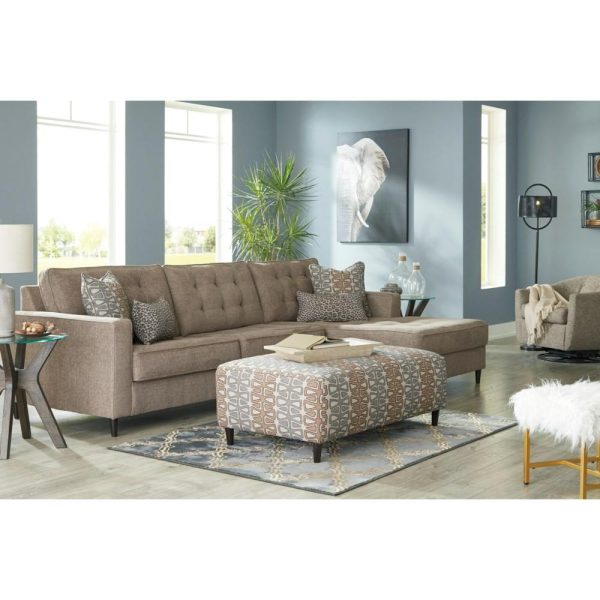 Mid Century Modern 3 Seat Sectional Sofa With Oversized Raf Chaise  |  Sectional Sofas Living Room Sectional Sofas