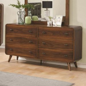 Mid-Century Modern 6 Drawer Dresser  |  Dressers Bedroom Dressers