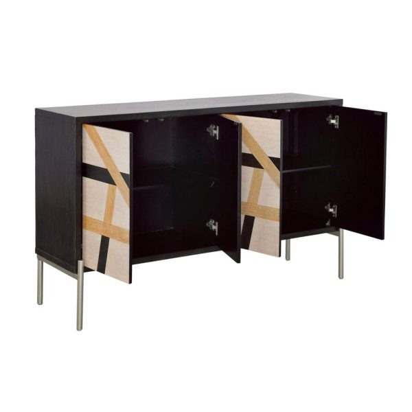 Mid-Century Modern Four Door Credenza  |  Accent Cabinets Accent Cabinets Accent Cabinets