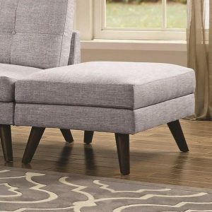 Mid-Century Modern Ottoman With Tapered Wooden Legs  |  Ottomans Living Room Ottomans