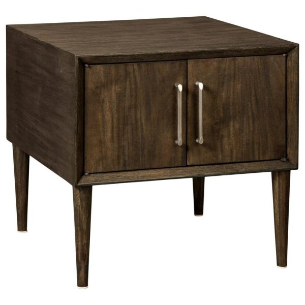 Mid-Century Modern Rectangular End Table With 2 Doors  |  End & Side Tables End & Side Tables End & Side Tables