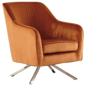 Mid-Century Modern Rust Velvet Swivel Accent Chair  |  Living Room Chairs Living Room Living Room Chairs