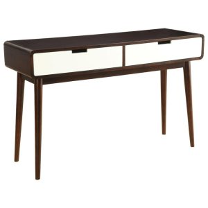 Mid-Century Sofa Table With 2 White Drawers  |  Sofa Tables Living Room Sofa Tables