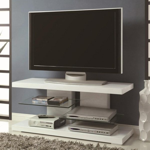 Modern Tv Stand With Alternating Glass Shelves  |  Tv Stands Living Room Tv Stands