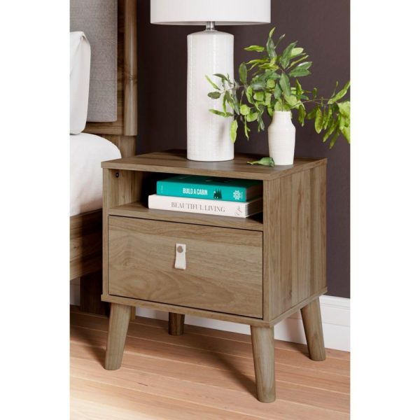 Nightstand With Faux Leather Pulls  |  Nightstands Bedroom Nightstands