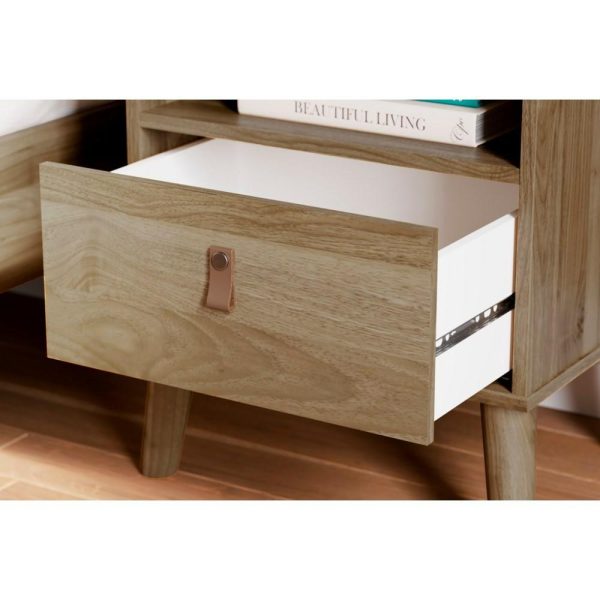 Nightstand With Faux Leather Pulls  |  Nightstands Bedroom Nightstands