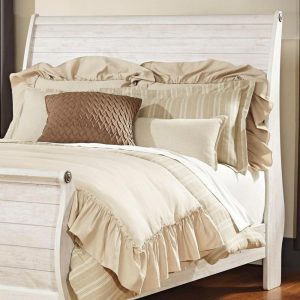 Queen Sleigh Headboard In Rustic Washed Finish  |  Headboards Bedroom Headboards