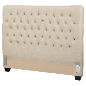 Queen Upholstered Headboard With Tufting In Light Color Fabric  |  Headboards Bedroom Headboards