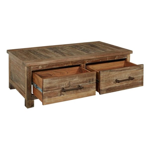 Reclaimed Wood Coffee Table With 4 Drawers  |  Coffee Tables Coffee Tables Coffee Tables