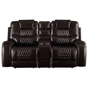 Reclining Loveseat W/Console  |  Reclining Loveseats Living Room Braylon Brown Pu 55415