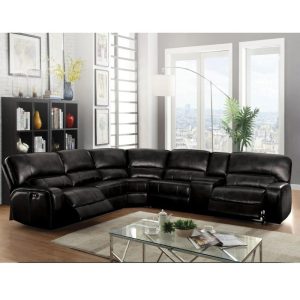 Reclining Power Sectional With Two Reclining Seats  |  Sectional Sofas Living Room Saul Black 54 Black