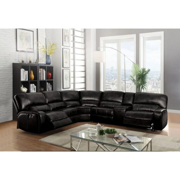 Reclining Power Sectional With Two Reclining Seats  |  Sectional Sofas Living Room Saul Black 54 Black