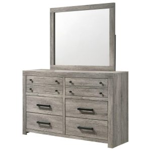 Relaxed Vintage Dresser And Mirror Set With Six Drawers  |  Mirrored Dressers Bedroom Mirrored Dressers