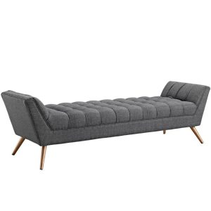 Response Upholstered Fabric Accent Bench – Dark Gray  |  Benches Benches Benches