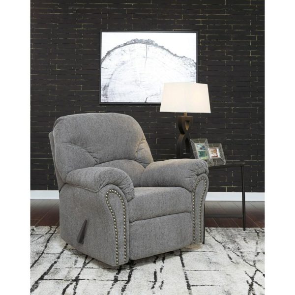 Rocker Recliner With Pillow Arms And Nailhead Trim  |  Recliners Living Room Recliners