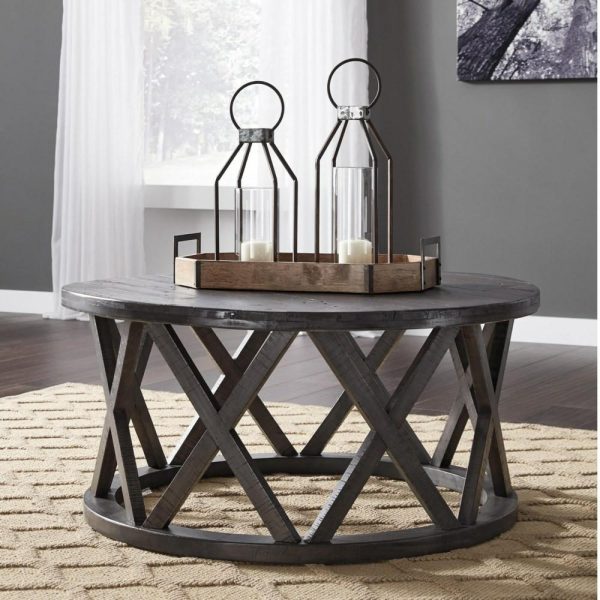 Round Cocktail Table With Distressed Finish  |  Coffee Tables Coffee Tables Coffee Tables