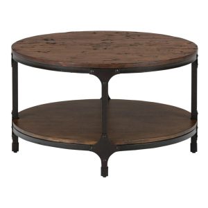 Round Cocktail Table With Steel And Pine Construction  |  Coffee Tables Coffee Tables Coffee Tables