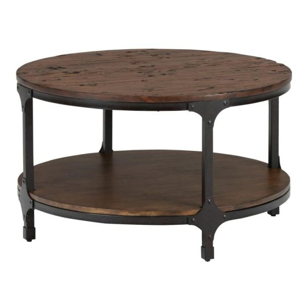 Round Cocktail Table With Steel And Pine Construction  |  Coffee Tables Coffee Tables Coffee Tables