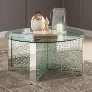 Round Glam Coffee Table With Mirrored Base  |  Coffee Tables Coffee Tables Coffee Tables