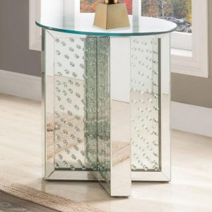 Round Glam End Table With Mirrored Base  |  End & Side Tables End & Side Tables End & Side Tables