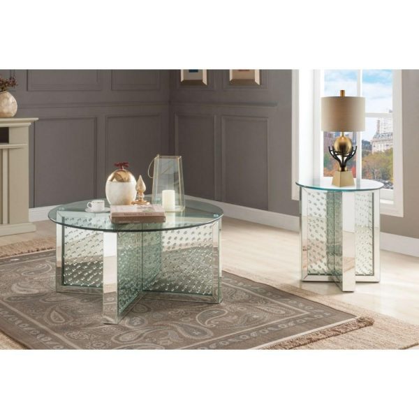 Round Glam End Table With Mirrored Base  |  End & Side Tables End & Side Tables End & Side Tables