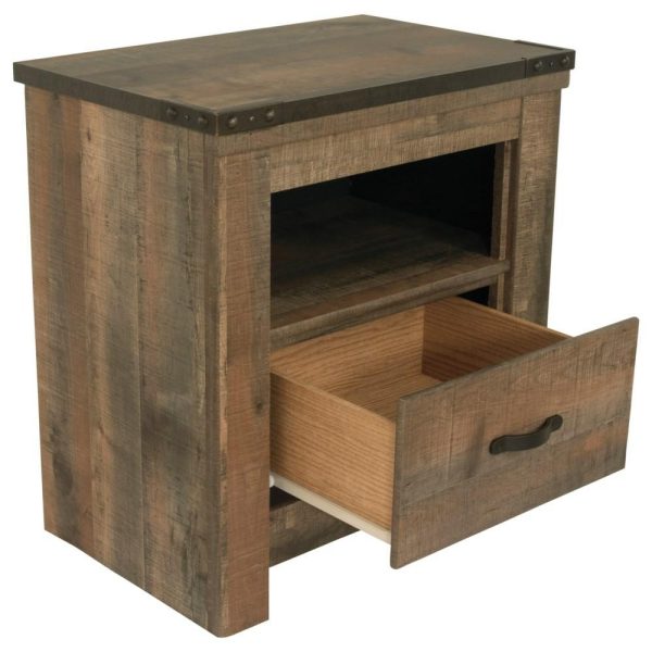 Rustic 1-Drawer Nightstand With Usb Chargers  |  Nightstands Bedroom Nightstands