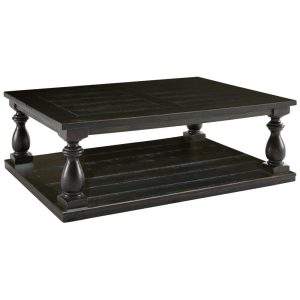 Rustic Black Finish Rectangular Cocktail Table With Turned Posts  |  Coffee Tables Coffee Tables Coffee Tables