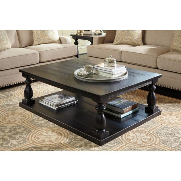 Rustic Black Finish Rectangular Cocktail Table With Turned Posts  |  Coffee Tables Coffee Tables Coffee Tables