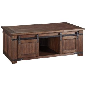 Rustic Cocktail Table With Sliding Barn Doors  |  Coffee Tables Coffee Tables Coffee Tables