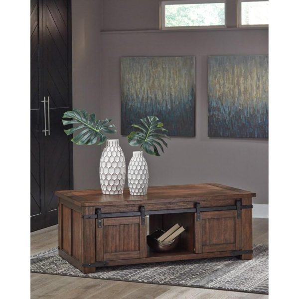 Rustic Cocktail Table With Sliding Barn Doors  |  Coffee Tables Coffee Tables Coffee Tables